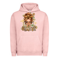 Pigment Salmon Blonde Hair Believe Praying Caucasian Messy Bun Urban Hoodie - texasbilliewilder