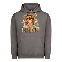 Pigment Tornado Blonde Hair Believe Praying Caucasian Messy Bun Urban Hoodie - texasbilliewilder