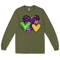 Army Green hearts mardi gras Long Sleeve Tee - JahusDesignShop