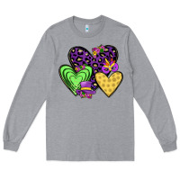 Heather Grey hearts mardi gras Long Sleeve Tee - JahusDesignShop