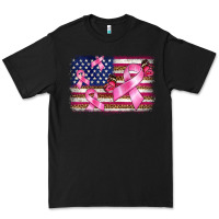 Black breast cancer american flag background Premium Tee - BarkalooDesign
