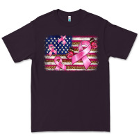 Plum breast cancer american flag background Premium Tee - BarkalooDesign