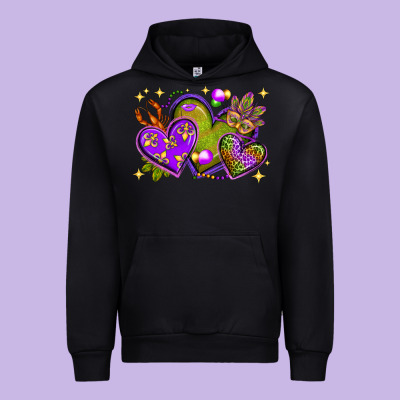Mardi Gras Hearts Urban Hoodie Designed By Nancycooperartshop