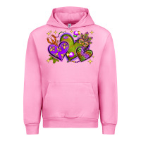 Fuchsia Pink Mardi Gras hearts Urban Hoodie - NancyCooperArtShop