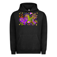 Pigment Black Mardi Gras hearts Urban Hoodie - NancyCooperArtShop