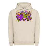 Pigment French Oak Mardi Gras hearts Urban Hoodie - NancyCooperArtShop