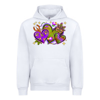 White Mardi Gras hearts Urban Hoodie - NancyCooperArtShop