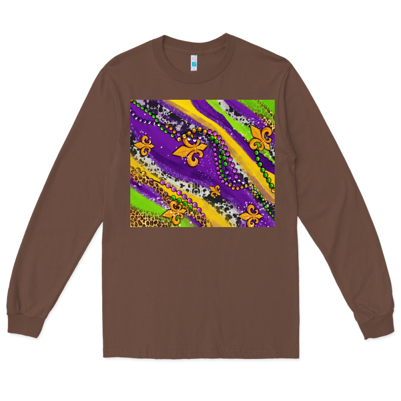 Mardi Gras Fleur Delis Leopard And Cowhide Long Sleeve Tee by AdoDesignShop | Teevron