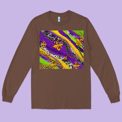 Mardi Gras Fleur Delis Leopard And Cowhide Long Sleeve Tee Designed By Adodesignshop
