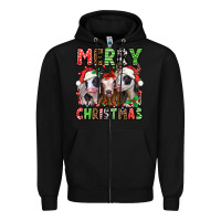 Black merry christmas heifers Zipper Hoodie - Jasminsmagicworld