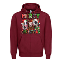 Burgundy merry christmas heifers Zipper Hoodie - Jasminsmagicworld