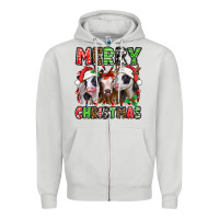Dove Grey merry christmas heifers Zipper Hoodie - Jasminsmagicworld