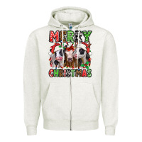 Oatmeal Heather merry christmas heifers Zipper Hoodie - Jasminsmagicworld