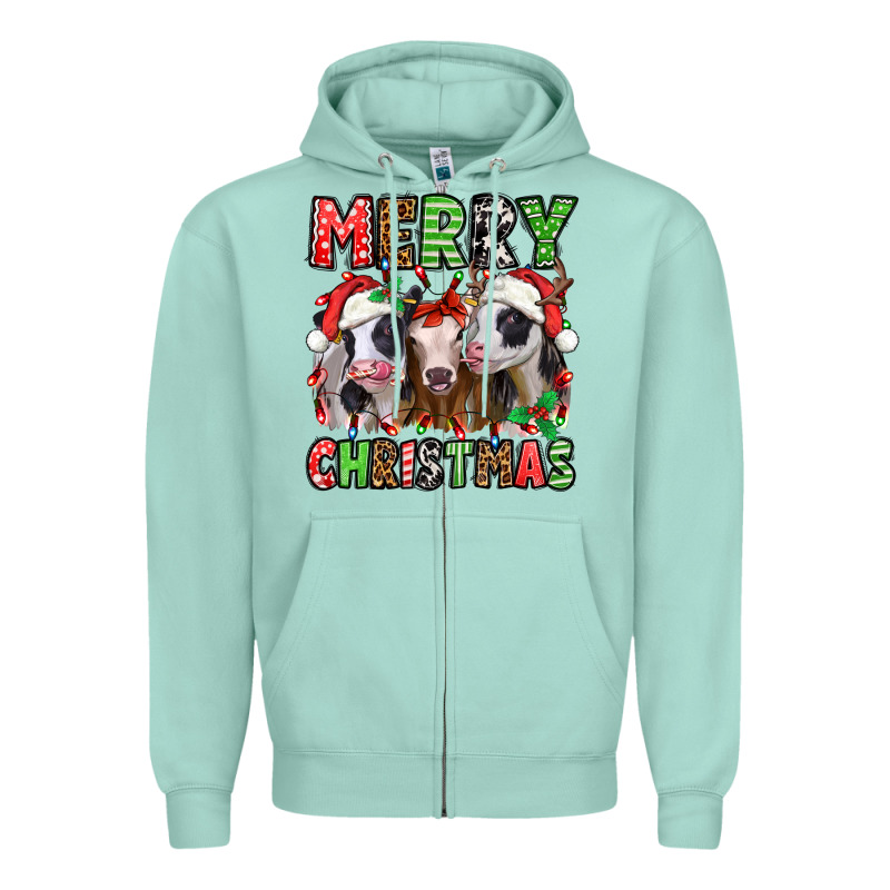 Merry Christmas Heifers Zipper Hoodie by Jasminsmagicworld | Teevron