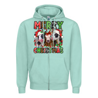 Seafoam merry christmas heifers Zipper Hoodie - Jasminsmagicworld