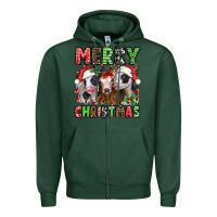 Sports Green merry christmas heifers Zipper Hoodie - Jasminsmagicworld