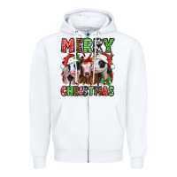White merry christmas heifers Zipper Hoodie - Jasminsmagicworld