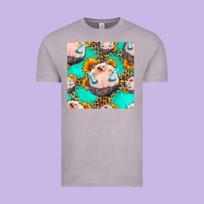 Hedgehog Western Seamless Pattern Vintage Tee Designed By Hra Design Shop