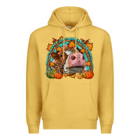 Antique Gold Fall Cow Rainbow Premium Hoodie - LillyAllenDesigns