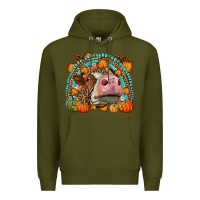 Army Green Fall Cow Rainbow Premium Hoodie - LillyAllenDesigns