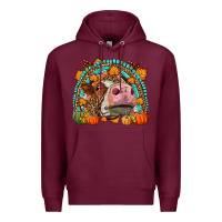 Burgundy Fall Cow Rainbow Premium Hoodie - LillyAllenDesigns