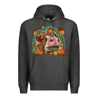 Charcoal Heather Fall Cow Rainbow Premium Hoodie - LillyAllenDesigns