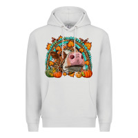 Dove Grey Fall Cow Rainbow Premium Hoodie - LillyAllenDesigns