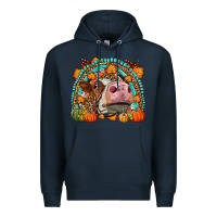 Navy Fall Cow Rainbow Premium Hoodie - LillyAllenDesigns