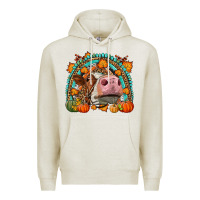 Oatmeal Heather Fall Cow Rainbow Premium Hoodie - LillyAllenDesigns