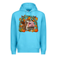 Ocean Blue Fall Cow Rainbow Premium Hoodie - LillyAllenDesigns