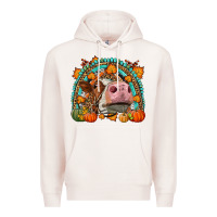 Pale Pink Fall Cow Rainbow Premium Hoodie - LillyAllenDesigns