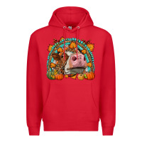Red Fall Cow Rainbow Premium Hoodie - LillyAllenDesigns