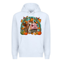 White Fall Cow Rainbow Premium Hoodie - LillyAllenDesigns