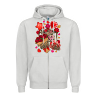 Dove Grey valentines day skeleton Zipper Hoodie - NancyCooperArtShop