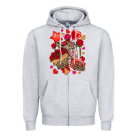 Heather Grey valentines day skeleton Zipper Hoodie - NancyCooperArtShop