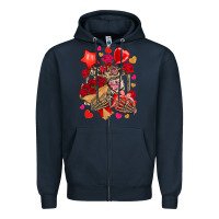 Navy valentines day skeleton Zipper Hoodie - NancyCooperArtShop
