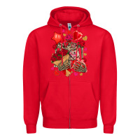 Red valentines day skeleton Zipper Hoodie - NancyCooperArtShop