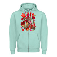 Seafoam valentines day skeleton Zipper Hoodie - NancyCooperArtShop