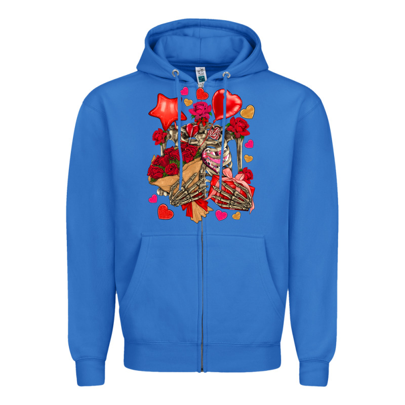 Valentines Day Skeleton Zipper Hoodie by NancyCooperArtShop | Teevron