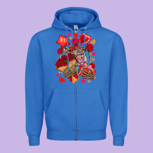 Valentines Day Skeleton Zipper Hoodie Designed By Nancycooperartshop