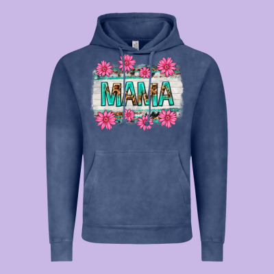 Mama Leopard With Turquoise Background Vintage Hoodie Designed By Texasbilliewilder
