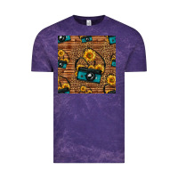 Cloud Purple western sunflowers camera seamless pattern Vintage Tee - HRA Design Shop