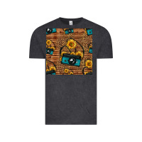 Vintage Black western sunflowers camera seamless pattern Vintage Tee - HRA Design Shop