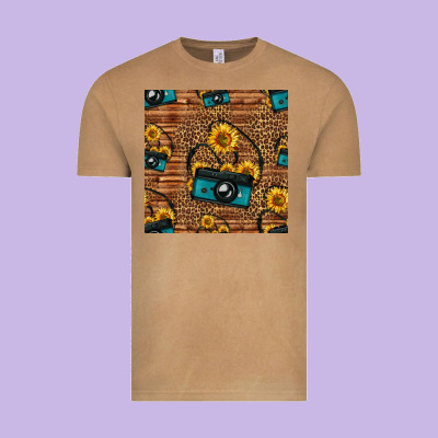 Western Sunflowers Camera Seamless Pattern Vintage Tee Designed By Hra Design Shop