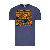 Vintage Denim western sunflowers camera seamless pattern Vintage Tee - HRA Design Shop