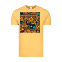 Vintage Mustard western sunflowers camera seamless pattern Vintage Tee - HRA Design Shop
