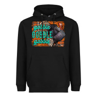 Black Thanksgiving Turkey Gobble Gobble Heavyweight Hoodie - NancyCooperArtShop