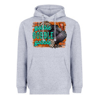 Heather Grey Thanksgiving Turkey Gobble Gobble Heavyweight Hoodie - NancyCooperArtShop