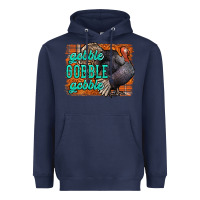 Navy Thanksgiving Turkey Gobble Gobble Heavyweight Hoodie - NancyCooperArtShop