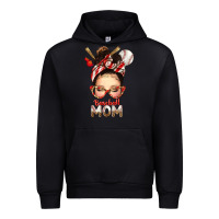 Black Baseball Mom Messy Bun Urban Hoodie - texasbilliewilder